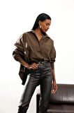 Acı Kahve Oversize Poplin Gömlek 4008