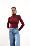 Bordo Boğazlı Transparan Bluz 25226
