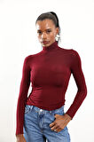 Bordo Boğazlı Transparan Bluz 25226