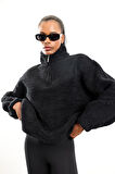 Siyah Fermuarlı Polar Sweatshirt 7429