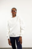 Beyaz Parçalı Basic Sweatshirt 3408