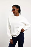 Beyaz Parçalı Basic Sweatshirt 3408