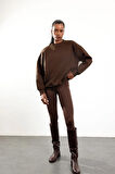 Kahverengi Parçalı Basic Sweatshirt 3408