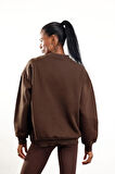 Kahverengi Parçalı Basic Sweatshirt 3408
