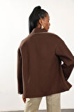 Kahverengi Oversize Kaşe Palto 