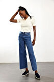 Mavi Yüksek Bel Lyocell Wide Leg Jean 