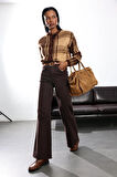 Acı Kahve Likralı Wide Leg Jean 