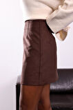Kahverengi Süet Mini Etek 17228