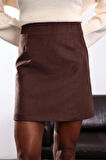 Kahverengi Süet Mini Etek 17228