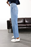 Mavi Yüksek Bel Straight Jean 