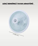 18W Ledli Sensörlü Tavan Armatürü 6500K Beyaz Işık -  Cam / Metal