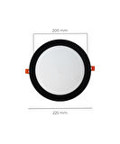 18W Sıva Altı Yuvarlak Siyah Led Panel 3200K Sarı Işık 2 Adet