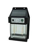 10W Solar / Güneş Enerjili Sensörlü Led Duvar Fener Aplik 3200K - Sarı Işık