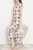 Kadın Mint Desenli Pijama Takımı