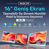 NPO NPM11 16" FHD 1200p IPS Type-C Taşınabilir 2'li Monitör Çoklayıcı Standlı Notebook Monitör