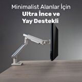NPO STD49012UW Elysium 17"-32" Ultra Slim Alüminyum 2xUSB Amortisörlü VESA Tekli Monitör Tutucu
