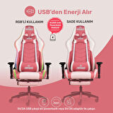 RaXius GC3001PW Masajlı,RGB,4D Kolçaklı,Ayak Destekli Oyuncu Koltuğu, Pembe- Beyaz 