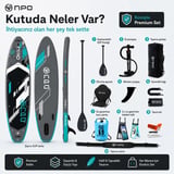 NPO Aqua Gray 350x84x15cm Şişme Military SUP Paddle Board 196kg Kürek Pompa Çanta Koltuklu Full Set