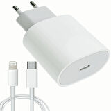 Apple Uyumlu 20W Şarj Adaptorü Type-C Başlık + Type C to Lightning Kablo- Yüksek Kalite - 20W Power Adapter