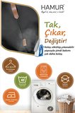 Yıkanabilir Puf Tabure Kılıfı Tak-Çıkar-Değiştir-Yenile Orta Sehpa Kılıfı 59x37x17 Meek Siyah