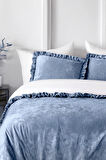 Kadife Yatak Örtüsü Ç.K Set 230x250 Indigo