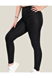 ALYA UNDERWEAR Toparlayıcı Yüksek Bel Kadın Günlük Spor Parlak Tayt ( Siyah, 2xl )