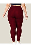 ALYA UNDERWEAR Büyük Beden Tayt Dalgıç Kumaş Yüksek Bel ( Bordo, 2xl)