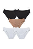 ALYA UNDERWEAR Kadın Pamuklu Bato / Hipster Külot, Fitilli Kumaş, 2 Ad. Syh, 2 Ad. Byz, 1 Ad. Ten- 5'li Paket