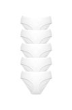 ALYA UNDERWEAR Kadın Pamuklu Bato / Hipster Külot - 5 Adet Beyaz (S, M, L, XL, 2XL, 3XL)