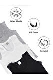 ALYA UNDERWEAR Erkek Çocuk Pamuk Ribana Atlet Oval Yaka 3'lü Paket - 1 Ad. Siyah - 1 Ad Beyaz - 1 Adet Gri Melanj ( 9-10 Yaş )