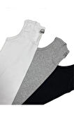 ALYA UNDERWEAR Erkek Çocuk Pamuk Ribana Atlet Oval Yaka 3'lü Paket - 1 Ad. Siyah - 1 Ad Beyaz - 1 Adet Gri Melanj ( 11-12 Yaş )