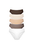 ALYA UNDERWEAR Kadın Külot Pamuklu Iç Çamaşırı Büyük Beden Dahil - Kahve, Bej, Pudra, Sütlü Kahve, Beyaz 5'li Paket