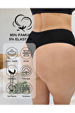 ALYA UNDERWEAR Kadın Yüksek Bel, Toparlayıcı, Tanga Külotlar - 5 Adet Siyah (S, M, L, XL, 2XL) - 5 Adet