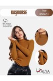 ALYA UNDERWEAR Kaşkorse Tam Boğazlı Body Sweatshirt, Fitilli Kumaş, Likralı