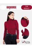 ALYA UNDERWEAR Kaşkorse Tam Boğazlı Body Sweatshirt, Fitilli Kumaş, Likralı