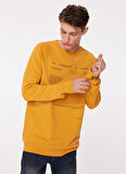 People By Fabrika Bisiklet Yaka Baskılı Açık Turuncu Erkek Sweatshırt SPBF3WM-SWT5019