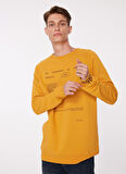 People By Fabrika Bisiklet Yaka Baskılı Açık Turuncu Erkek Sweatshırt SPBF3WM-SWT5019