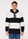 People By Fabrika Kapüşon Yaka Blok Desenli Lacivert Erkek Sweatshırt SPBF3WM-SWT5010