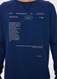 People By Fabrika Bisiklet Yaka Baskılı Lacivert Erkek Sweatshırt SPBF3WM-SWT5019