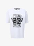 Jeep Bisiklet Yaka Baskılı Ekru Erkek T-Shirt C4SM-TST4533
