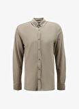 Regular Fit Düğmeli Yaka Düz Açık Kahve Erkek Gömlek FC4SM-GML 0877
