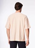 Fabrika Turuncu Erkek Bisiklet Yaka Loose Fit Çizgili T-Shirt F4SM-TST 036
