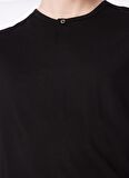 Fabrika Siyah Erkek Düğmeli Bisiklet Yaka Basic T-Shirt F4SM-TST 0717