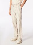 Fabrika Bej Erkek Regular Fit Çizgili Chino Pantolon F4SM-PNT 0937