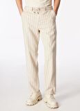 Fabrika Bej Erkek Regular Fit Çizgili Chino Pantolon F4SM-PNT 0937