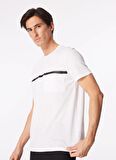 Fabrika Beyaz Erkek Bisiklet Yaka Relaxed Baskılı T-Shirt F4SM-TST 0941