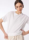 Fabrika Beyaz Kadın Bisiklet Yaka Basic T-Shirt F4SL-TST0358