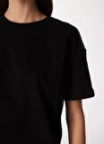 Fabrika Bisiklet Yaka Baskılı Siyah Kadın T-Shirt F4SL-TST0743