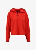Fabrika Kapüşon Yaka Düz Kırmızı Kadın Sweatshırt F4SL-SWT0192