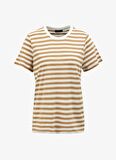 Bisiklet Yaka Çizgili Beyaz - Bej Kadın T-Shirt FC4SL-TST0536